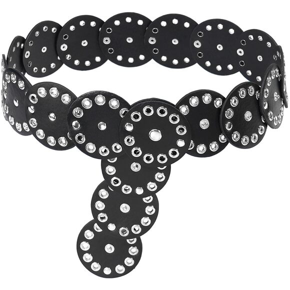 Accessories - 2329 Wide Disc Belt For Women Hollow Leather Belt Western Cowgirl Waist Belt